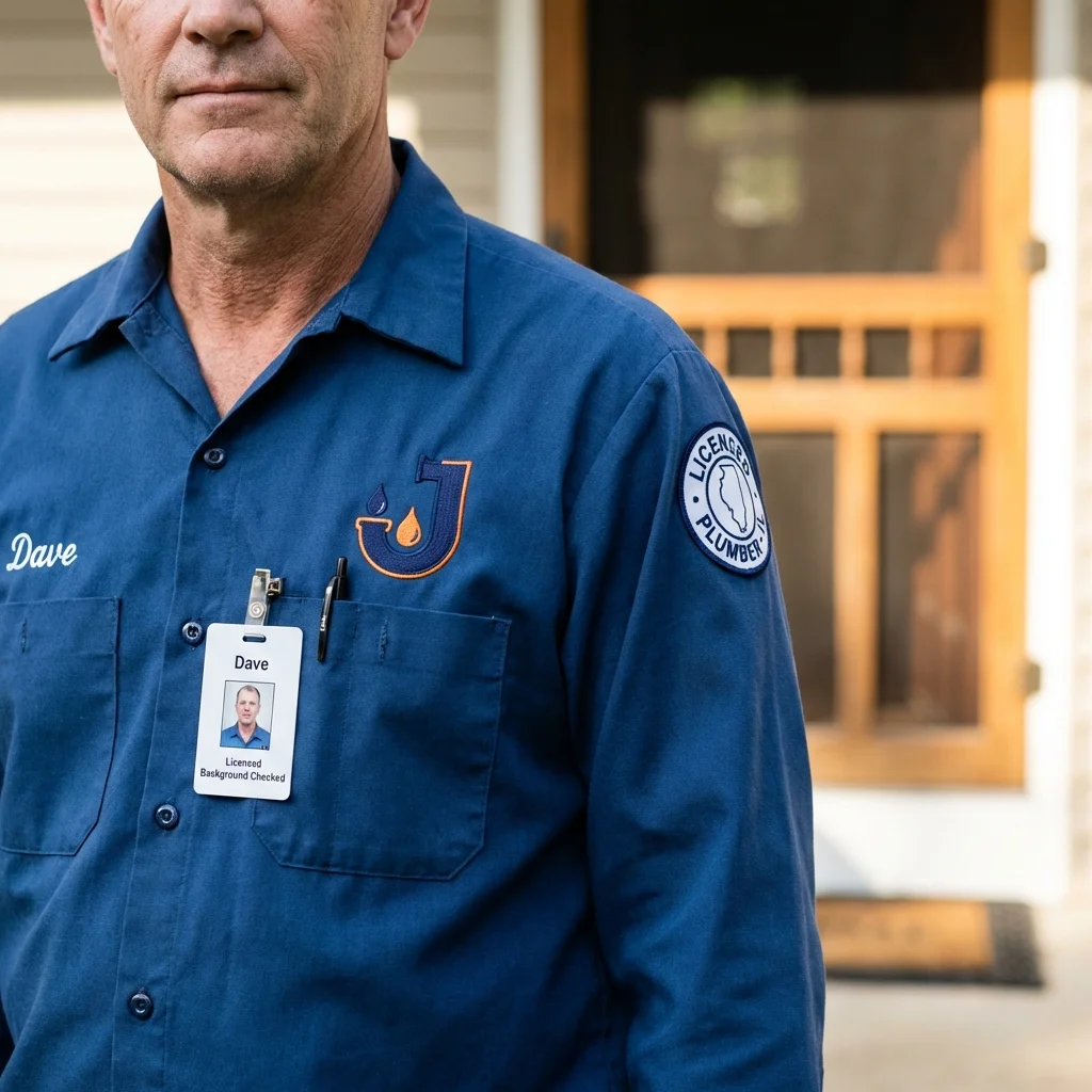 Licensed plumber showing ID badge in Watertown, WI