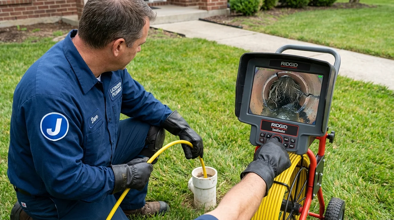 Sewer camera inspection being performed by Johns Plumbing LLC in Watertown